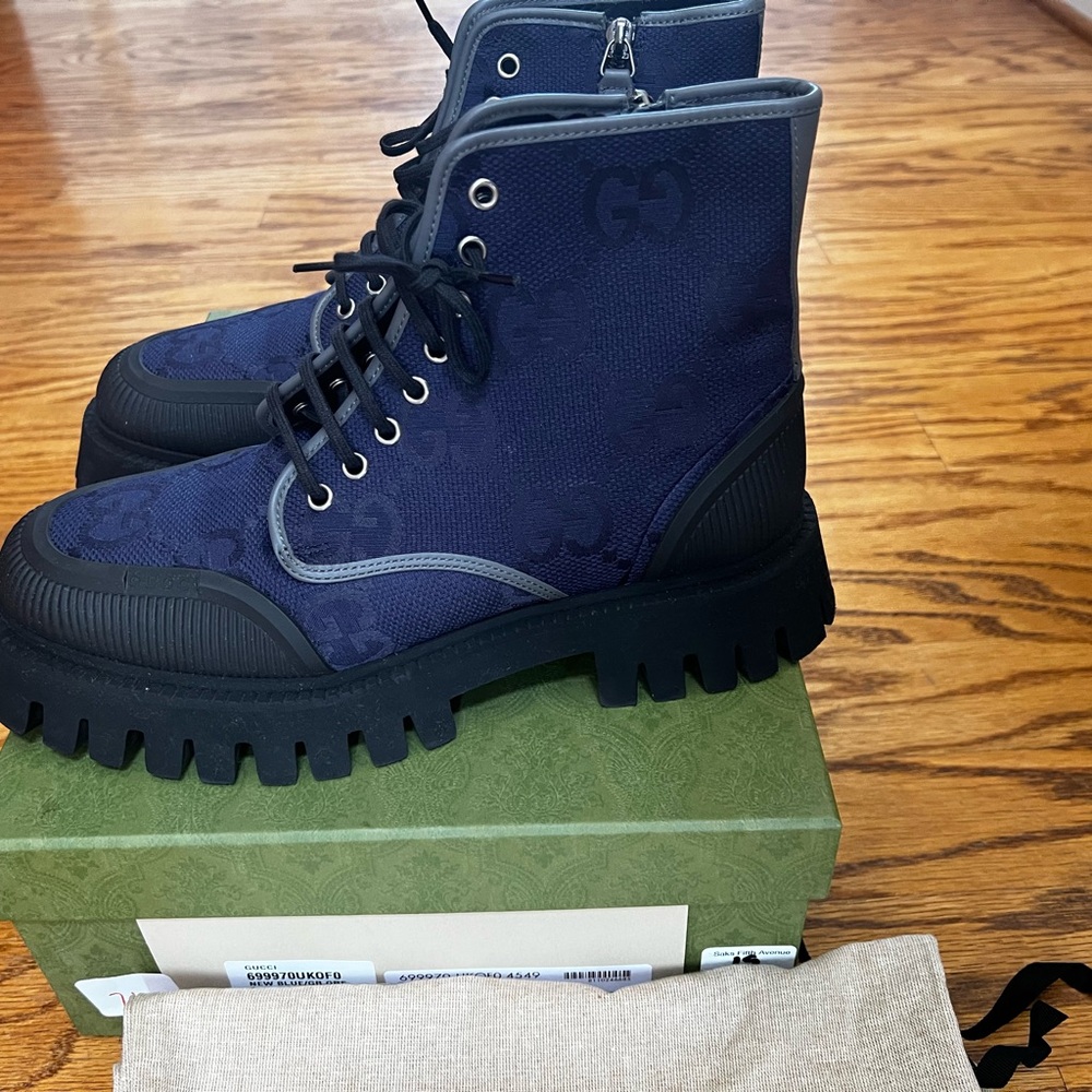 Gucci Maxi GG Lace Up Men Boots SIZE 9 - Picture 6 of 9